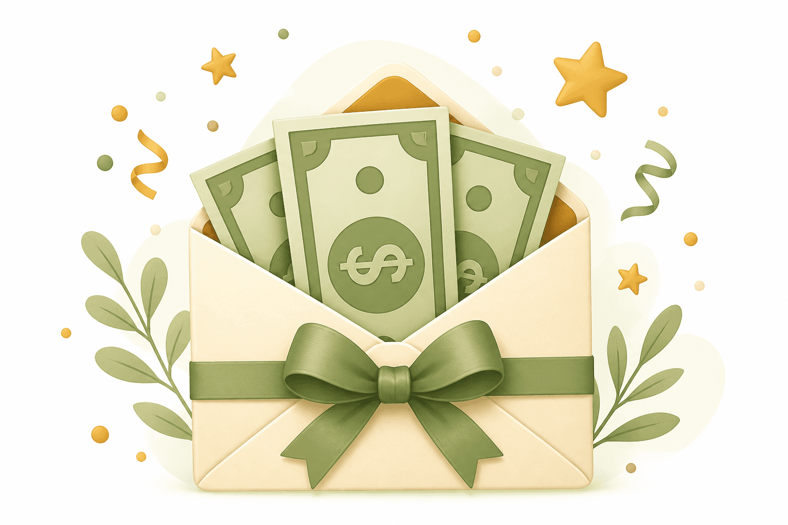 Cash gift in an envelope