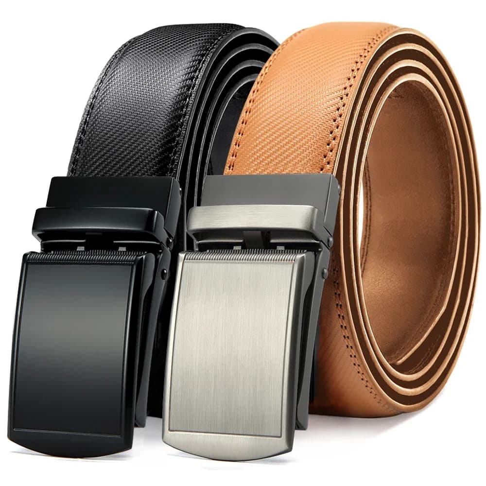 JACNAIP Men Belt Leather Belt Automatic Genuine Leather Fashion Belts Ratchet Luxury Belts Men & apos;s Trouser Belt Belt for Men