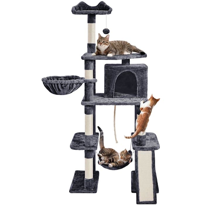 Topeakmart Multilevel Large Cat Tree with Scratching Posts, Dark Gray