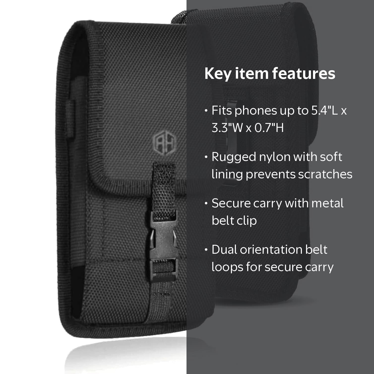 AH Military Grade Cell Phone Carrier Holster Men Cell Phone Belt Holder, Compatible w/ [iPhone iPhone 12 Mini SE 5 5S 5C Samsung J1 J3 LG K7 K10 & More] fits Waterproof/Defender/Thick Heavy - Image 3