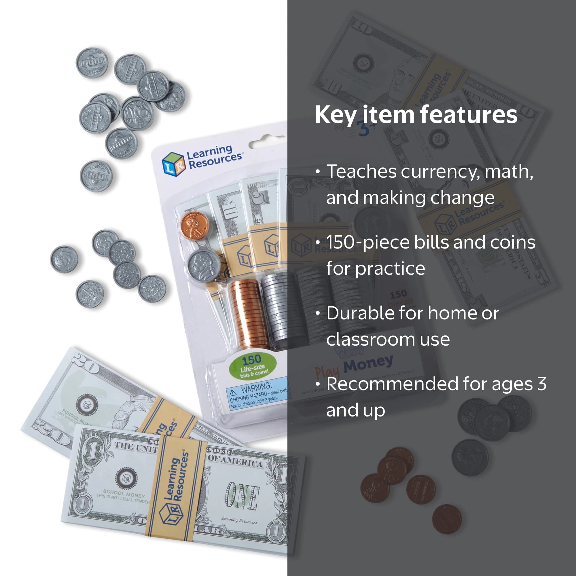Learning Resources Pretend Play Money, Pretend Money Set for Kids, Banking Play Toys, Ages 3+ - Image 3