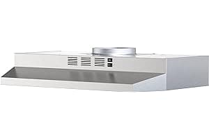 FIREGAS 30 inch Range Hood Under Cabinet, Ducted/Ductless Convertible Stainless Steel Kitchen Range Hood with Rocker Button C