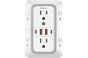 JcBlaon Outlet Extender Surge Protector - 6 Outlet Splitter with 4 USB Ports (2 USB C), Multiple Plug Expander Wall Charger, 