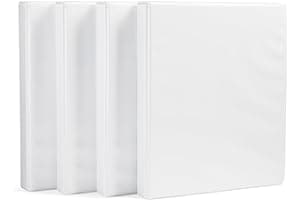 Amazon Basics 3-Ring Binder, 1-Inch - White, 4-Pack
