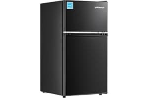 Upstreman 3.1 Cu.Ft Mini Fridge with Freezer, Double Door Small Fridge, Dorm Essentials, Adjustable Thermostat, Energy Saving