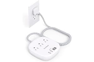 Flat Plug Power Strip, 6ft Ultra Flat Extension Cord - 3 Outlets 4 USB Ports (2 USB C) 22.5W/4.5A Desktop Charging Station, P