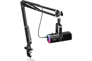FIFINE XLR/USB Gaming Microphone Set, Dynamic PC Mic for Streaming Podcasting, Computer RGB Mic Kit with Boom Arm Stand, Mute