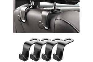 Car Back Seat Headrest Hooks, 4 Pack Black Stylish Back Seat Hanger for Car Handbag Clothes Coats Grocery Bags, Car Interior 