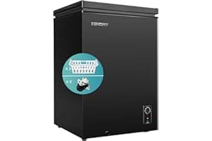 EUHOMY 3.5 Cu.Ft Chest Freezer with Wheels, Small Deep Freezer Adjustable 7 Thermostat, Quiet Mini Freezer Free-Standing Top 
