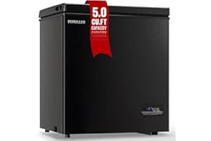 DEMULLER Chest Freezer 5.0Cubic Feet Deep Freezer Freestanding Freezers with 2 Removable Stainless Steel Basket, Mini Freezer
