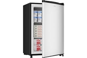 BANGSON 3.0 Cu.ft Compact Upright Freezer, Energy-Saving Mini Freezer with Adjustable Thermostat, Removable Shelves, Reversib