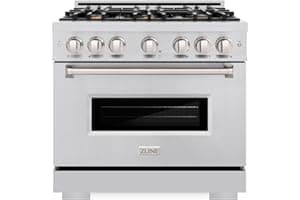 ZLINE 36 in. 5.2 cu. ft. Classic Dual Fuel Range with Gas Cooktop and Electric Convection Oven in Stainless Steel with 6 Bras