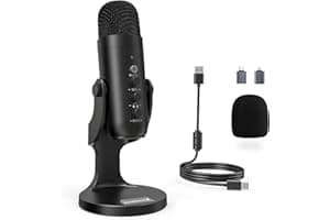 ZealSound Podcast Microphone for PC, Noise Cancellation USB Mic with Gain, Volume Adjustment & Mute Button, Monitoring & Echo
