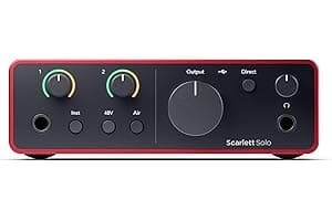 Focusrite Scarlett Solo 4th Gen USB Audio Interface, for the Guitarist, Vocalist, or Producer — High-Fidelity, Studio Quality