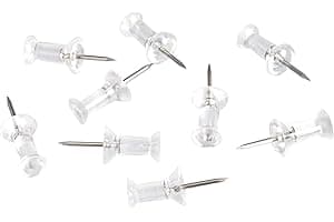 Amazon Basics Push Pins Tacks, Steel Point, Clear Plastic Head, for Bulletin Board, Maps, Posters, and Craft Projects, 200-Pa