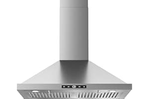 VIKIO HOME Wall Mount Range Hood 30 inch, 580 CFM, Ducted/Ductless Convertible, Stainless Steel Kitchen Vent Hood with 3-Spee