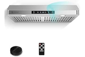 AMZCHEF Under Cabinet Range Hood 30 Inch, 750CFM Stainless Steel Kitchen Stove Vent Hood 3 Speed Exhaust Fan Touch/Remote/Ges