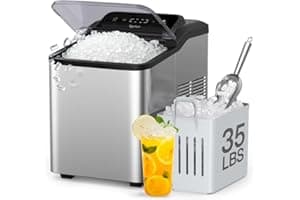 Typhur Fast Nugget Ice Maker Countertop with Self-Cleaning Pump, 35lbs/24H Crushed Pebble Ice Machine with Pellet Ice, 8 Pack