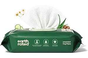 Earth Rated Pet Wipes for Dogs and Cats, Hypoallergenic, Cleaning and Hydrating, for Grooming Paws, Body and Butt, Unscented,