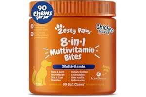 Zesty Paws Dog Multivitamin, Chewable Dog Vitamins and Supplements for Hip & Joints, Skin & Coat, Omega 3 Fish Oil for Dogs- 
