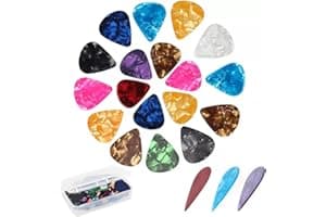 21 Packs Guitar Picks With Organizer Box Bass Picks Thin, Medium & Heavy 3 Different Thickness For Electric Acoustic Guitars 