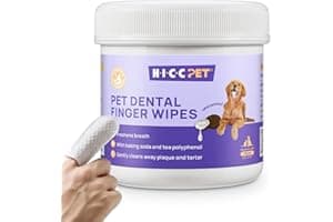 HICC Pet Teeth Cleaning Wipes for Dogs & Cats, Vet-Recommended Remove Bad Breath & Plaque & Tartar Buildup, Dog Tooth Brushin
