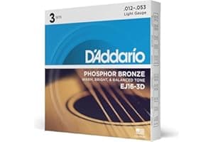 D'Addario Guitar Strings - Phosphor Bronze Acoustic Guitar Strings - EJ16-3D - Rich, Full Tonal Spectrum - For 6 String Guita