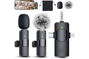 PQRQP 3 in 1 Professional Wireless Lavalier Microphone for iPhone, Android, Camera, Wireless Microphones, Mini Microphone, Cr