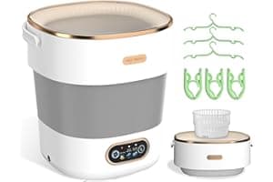 Portable Washing Machine, Folding 16L Mini Washer and Spin-Dryer With Hanger, Large Capacity Small Compact Laundry Machine of