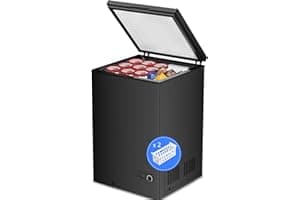 Kismile 3.5 Cubic Feet Chest Freezer with 2 Removable Baskets Free Standing Top Open Door Compact Deep Freezer with Adjustabl