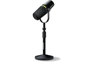 Shure MV7+ Podcast Dynamic Microphone with Stand – OBS Certified, Enhanced Audio, LED Panel, USB-C & XLR Outputs, Auto Level 
