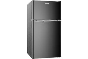 BANGSON Mini Fridge with Freezer, 2 Door Small Refrigerator with Freezer, Small Fridge for Bedroom, 3.2 CU.FT, For Home, Offi