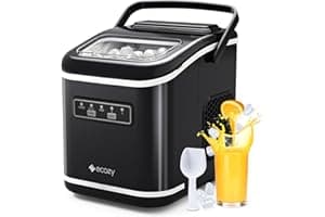 ecozy Countertop Ice Maker, Portable, Self-Cleaning, 9 Bullet Ice Cubes in 6 Mins, 26lbs/24Hrs, Ice Maker Machine with Ice Ba