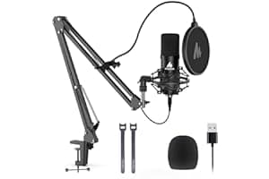 USB Microphone, MAONO 192KHZ/24Bit Plug & Play PC Computer Podcast Condenser Cardioid Metal Mic Kit with Professional Sound C