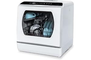 Hermitlux Countertop Dishwasher, 5 Washing Programs Portable Dishwasher With 5-Liter Built-in Water Tank For Glass Door