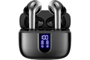 TAGRY Bluetooth Headphones True Wireless Earbuds 60H Playback LED Power Display Earphones with Wireless Charging Case IPX5 Wa