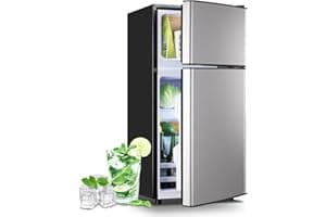 DEMULLER 2.4 Cu.Ft Small Refrigerator with Freezer Dorm Mini Fridge Removable Plastic Shelves Ideal for Home, Office,Dormitor