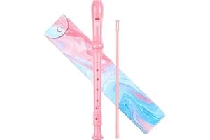Soprano Recorder for Kids Beginners, German Fingering, C Key, 3 Piece with Cleaning Rod, Bag, Fingering Chart (Pink)…