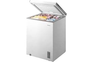 Midea MERC05C4BAWW Chest Freezer, 5.1 Cubic Feet Freezer With Removable Basket, Interior LED Light, Adjustable Temperature, F