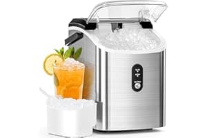 Antarctic Star Nugget Ice Maker Countertop with Soft Chewable Ice, Portable Sonic Ice Maker with Basket and Scoop, Removable 