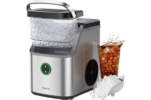 Silonn Nugget Ice Maker Countertop, Ice Basket with Handle, Quiet Operation & Self Cleaning Ice Machine, Chewable Ice, 33 lbs