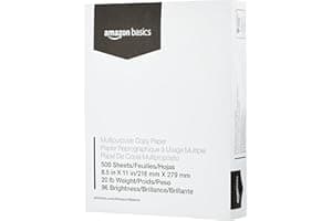 Papel para impresora multipropósito Amazon Basics, 8.5 x 11 pulgadas, 20 lb de peso, 96 blanco brillante, 500 hojas (1 resma)