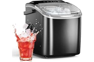 Ice Maker Countertop, Efficient Easy Carry Ice Machine, Self-Cleaning Ice Maker with Ice Scoop & Basket, 9pcs/ 6mins 26.6Lbs 