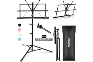 CAHAYA Portable Sheet Music Stand: Dual Use Desktop Book Holder Folding Lightweight Extra Stable Reinforced with Carrying Bag