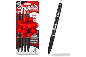 Sharpie S-Gel Pens, Medium Point (0.7mm), Black Ink, 4 Count - Ideal for Writing, Journaling, Drawing, Coloring, Note-Taking,