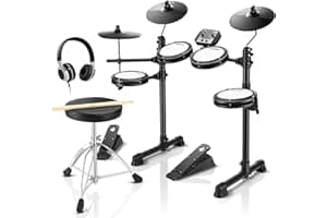 Donner DED-80 Electronic Drum Set with 4 Quiet Mesh Pads, 180+ Sounds, 2 Pedals, Throne, Headphones, Sticks, and Melodics Les