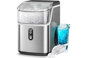 Kismile Nugget Ice Makers Countertop,Portable Ice Machine with Crushed Ice, 35lbs/Day,Self-Cleaning,One-Click Operation for H