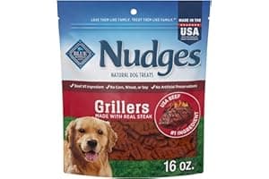 Blue Buffalo Nudges Grillers Natural Dog Treats, Made in the USA with Real Steak, 16-oz Bag