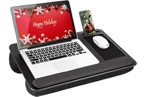 LAPGEAR Home Office Pro Lap Desk with Wrist Rest, Mouse Pad, and Phone Holder - Black Carbon - Fits up to 15.6 Inch Laptops -