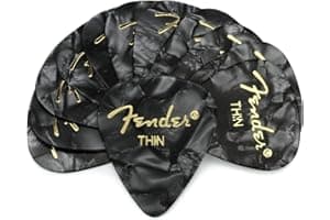 Fender 351 Shape Thin Celluloid Guitar Picks, 12 Pack - Black Moto